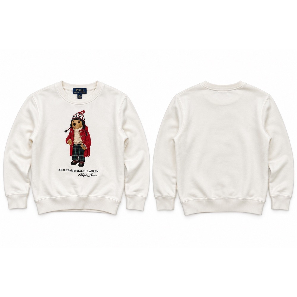 Polo Ralph Lauren Polo Bear White Crewneck Sweatshirt Size Boys M 10-12